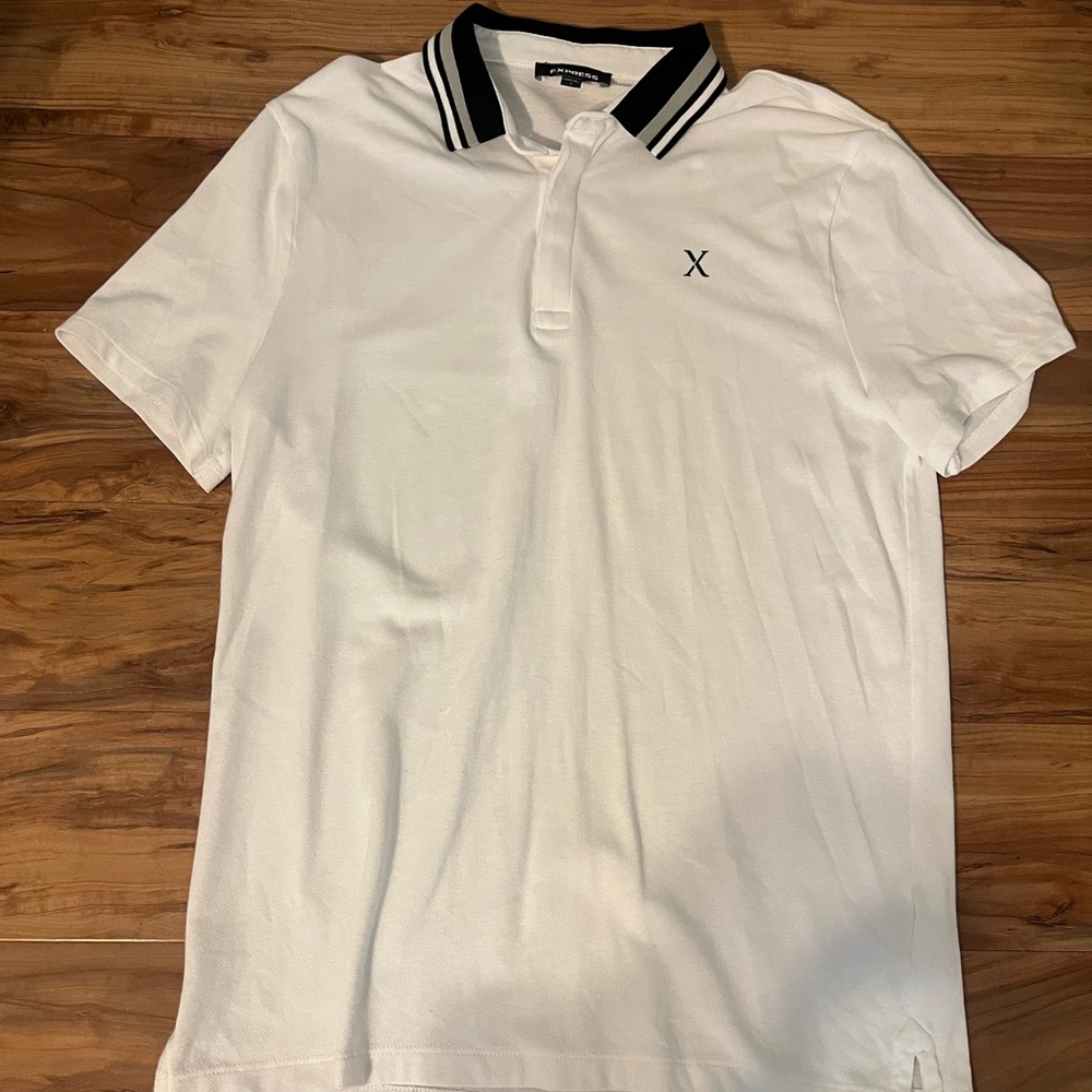 Express White Polo with Black Trim